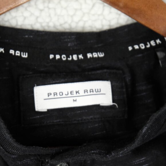 Projek Raw Shirt Mens Medium Black Striped Henley Long Sleeve Tee Lightweight - Picture 8 of 9